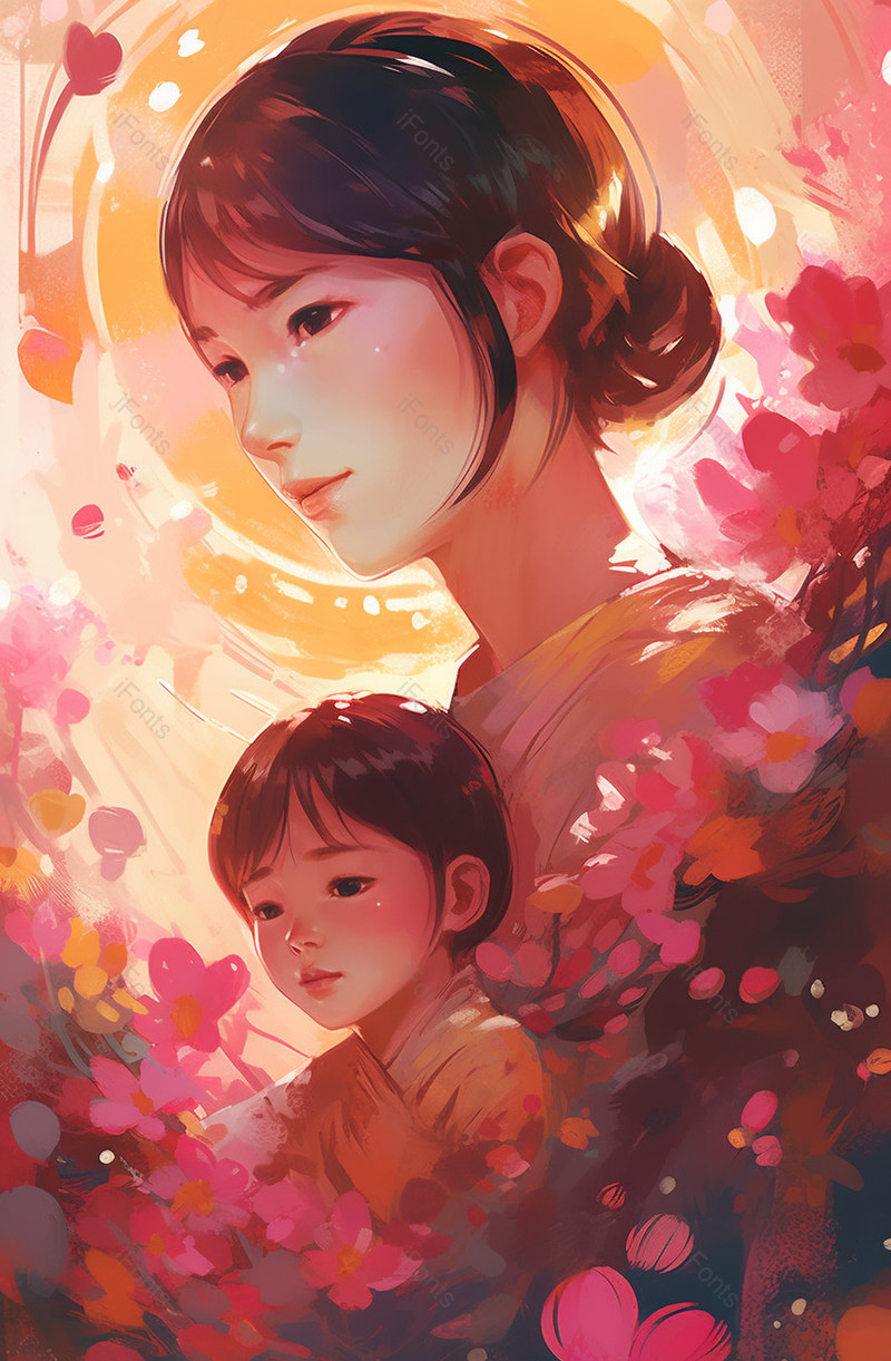 温馨手绘母亲节插画海报效果背景图,插画/手绘图,插画/手绘图库,插画/手绘图下载,插画/手绘